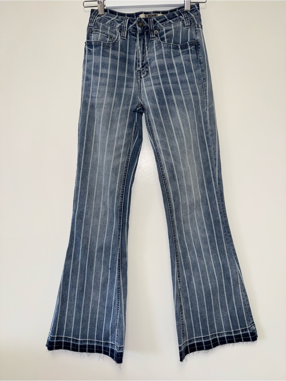 Rock&Roll (24) Striped High Rise Trouser Denim Bootcut Jeans